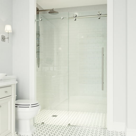 Vigo VG6021STCL6876 Elan E-Class 76" High X 68" Wide Sliding Frameless Shower Door -