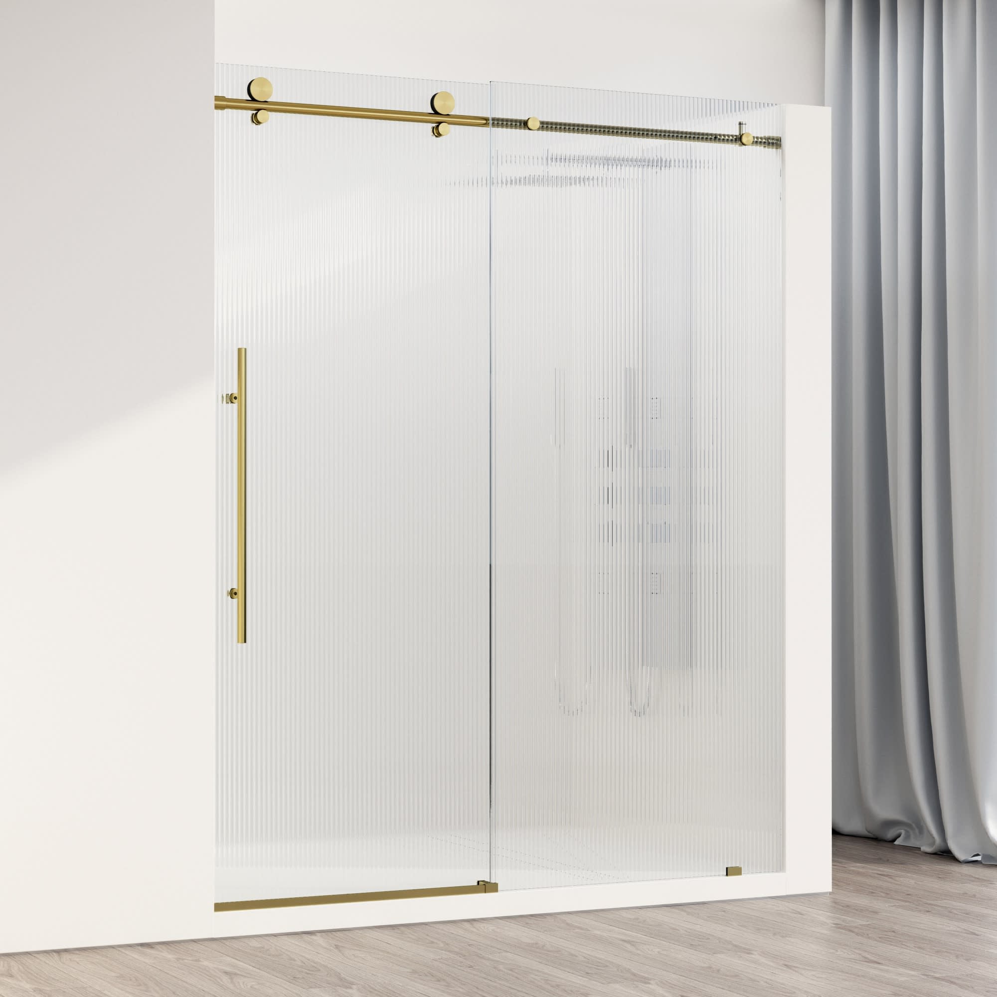 Elan E-Class 60" Frameless Sliding Shower Door in Matte Brushed Gold