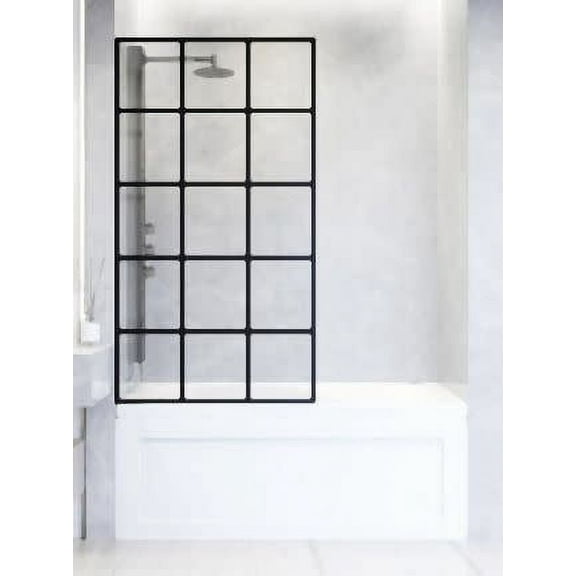 Vigo Vg6092cl3462 Mosaic 62" High X 34" Wide Shower Screen Framed Tub Door - Black