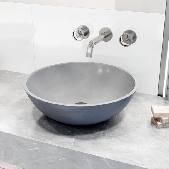 Vigo Vgt2079 Cass 16" Concrete Vessel Bathroom Sink - Nickel