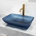 thumbnail image 1 of Vigo Vgt2108 Sottile 18" Rectangular Glass Vessel Bathroom Sink - Matte Brushed Gold, 1 of 7