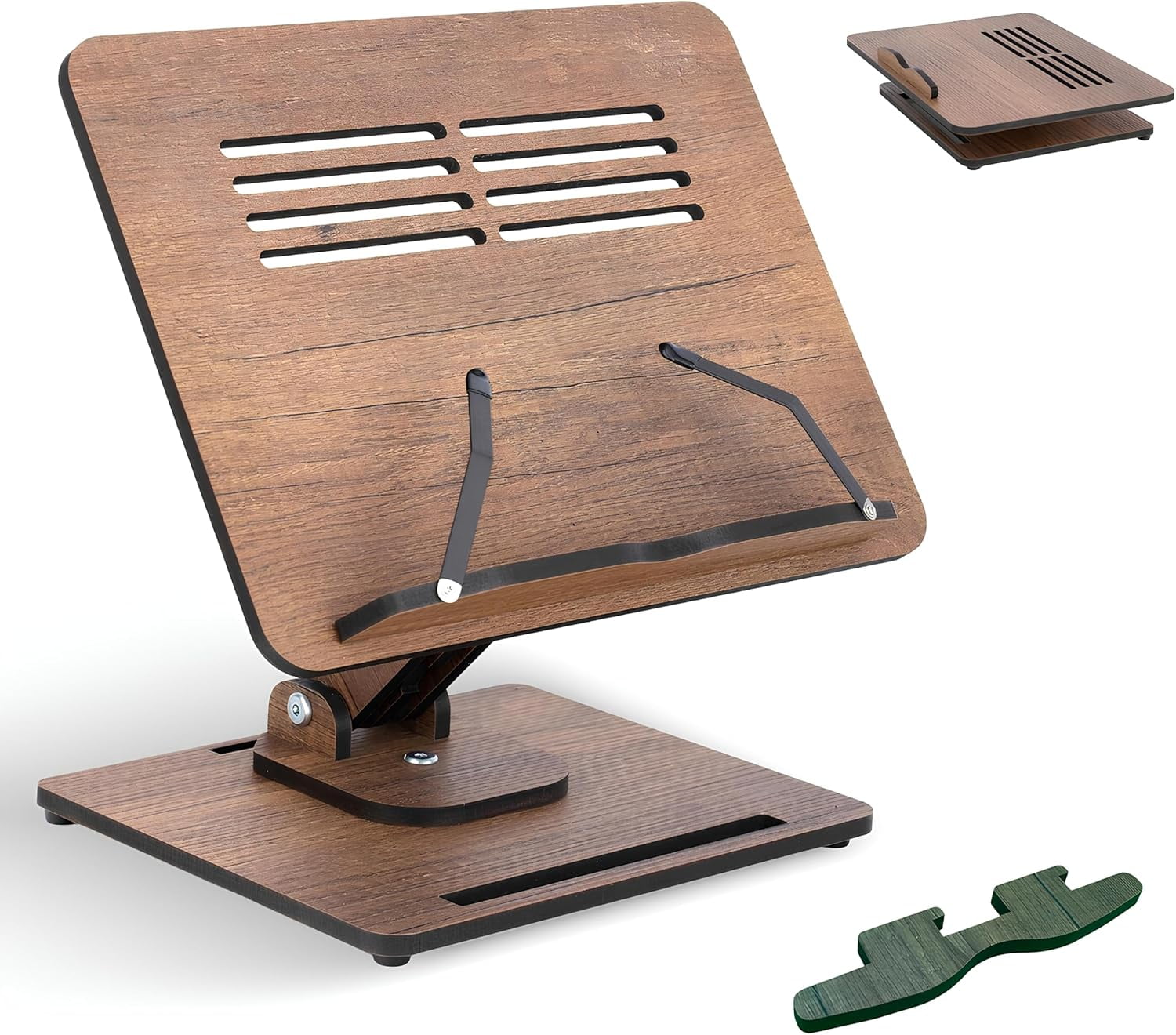 Vigo Wood Book Stand Reading 360 Adjustable Wooden Laptop Stand Cookbooks Holder Music Scores Featuring Multi Height Angles Foldable Design Page Clip: What to Expect