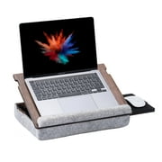 Vigo Wood Laptop Tray for Bed and Sofa   Adjustable Lap Desk with Cushioned Bottom and Mousepad Drawer   Walnut
