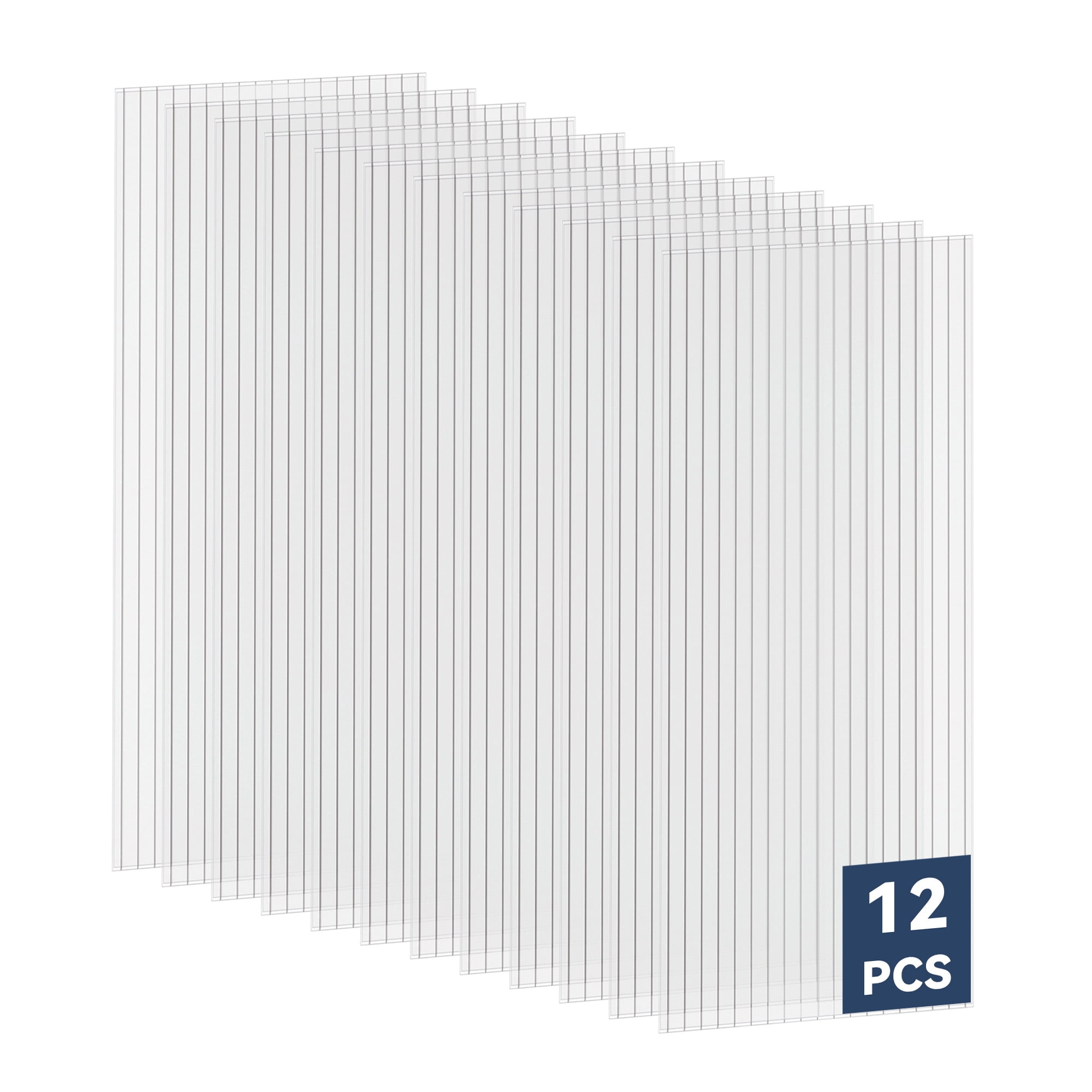Vigo huseeo 12 pieces of twin-wall plastic panels, 5' x 2' x 0.16", polycarbonate greenhouse panels, suitable for pergola roof, window, and wall