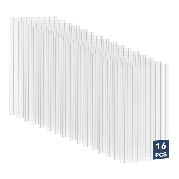 Vigo huseeo 16 pieces of twin-wall plastic panels, 4' x 2' x 0.24", polycarbonate greenhouse panels, suitable for pergola roof, window, and wall.