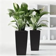 thumbnail image 1 of Vigo huseeo 2-Pack 22” Tall Planter, Self-Watering Pots for Indoor/Outdoor Planters with Drain Holes, Water Level Monitor, Inner Bucket, Black Rattan Square, 1 of 9
