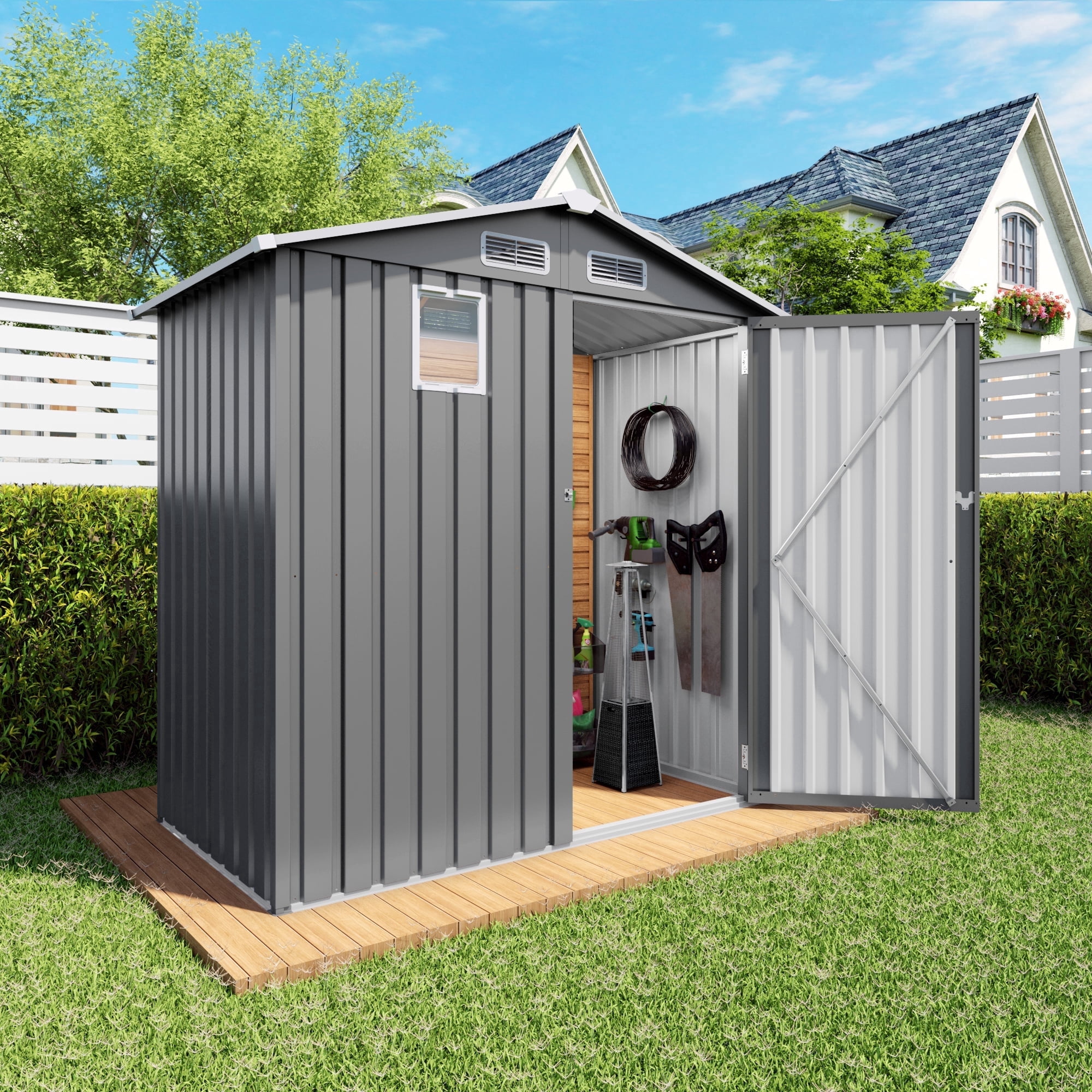 Vigo huseeo 6x3.6FT Outdoor Storage Shed with Window, Metal Tool