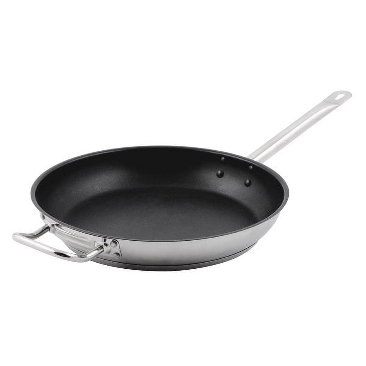 Vigor 14 Stainless Steel Fry Pan with Aluminum-Clad Bottom and Helper Handle