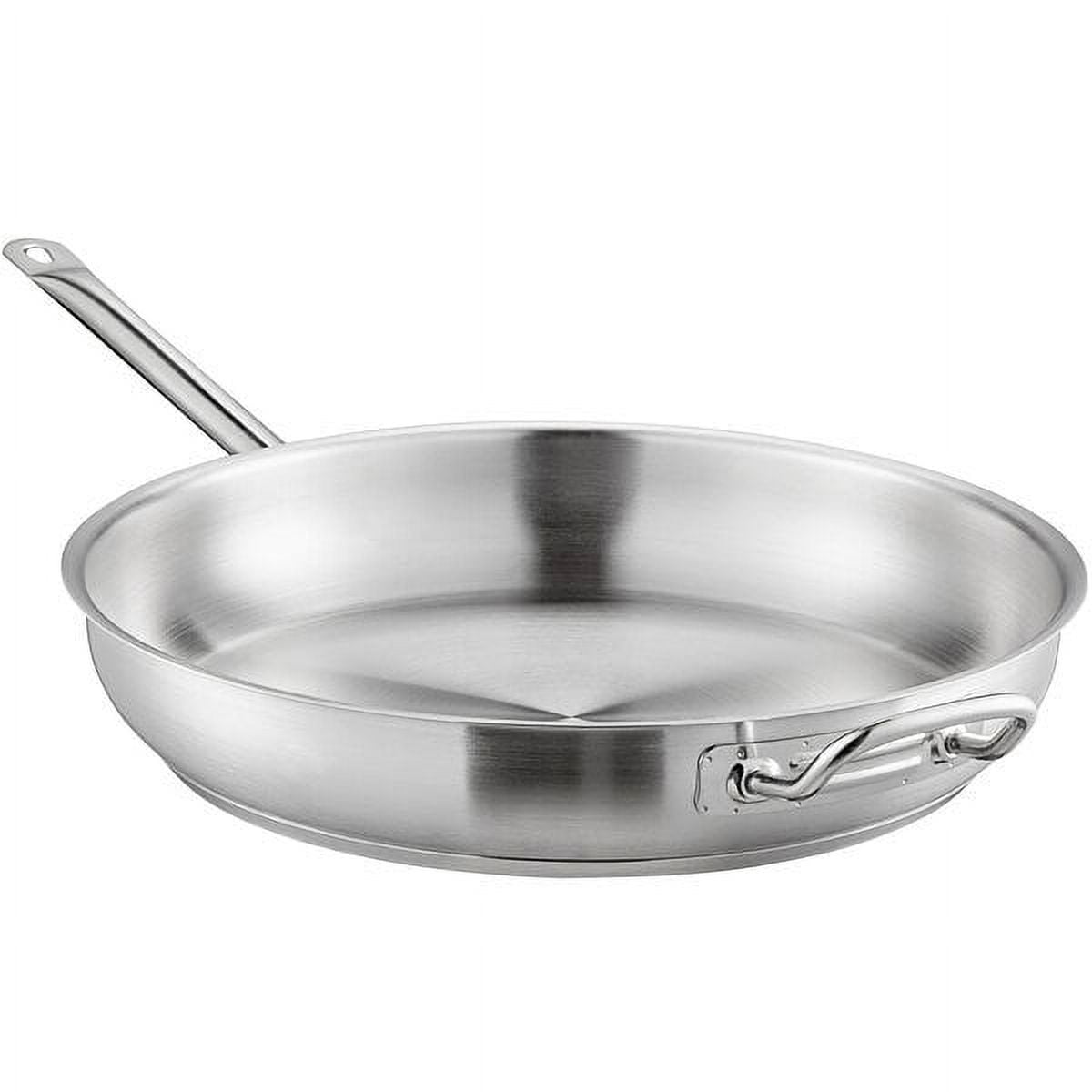 Vigor SS1 Series 5 Qt. Stainless Steel Aluminum-Clad Saute Pan with Lid and  Helper Handle