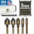 thumbnail image 1 of Vigor - 5Pcs Hss Industrial Countersink Drill Bit Set Counter Sink Chamfer Angle Us, 1 of 5