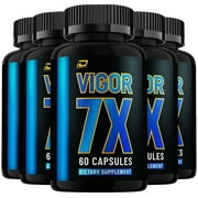Vigor 7x for Men Capsules   Vigor7x Overall Health and Energy, Official Formula, Vigor 7x, All Natural Support Formula, 5 Pack, 300 Capsules