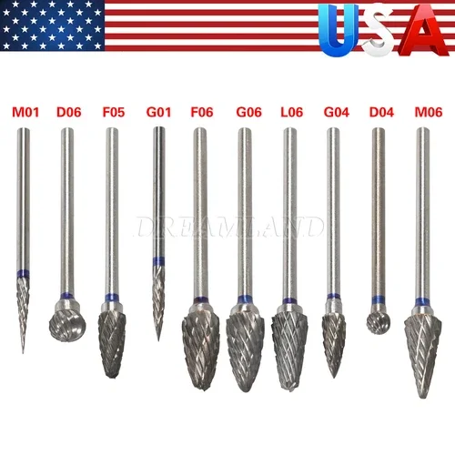 Vigor - Assorted Dental Lab Polishing Drills 10 Pcs Tungsten Steel Carbide Burs 2.35Mm