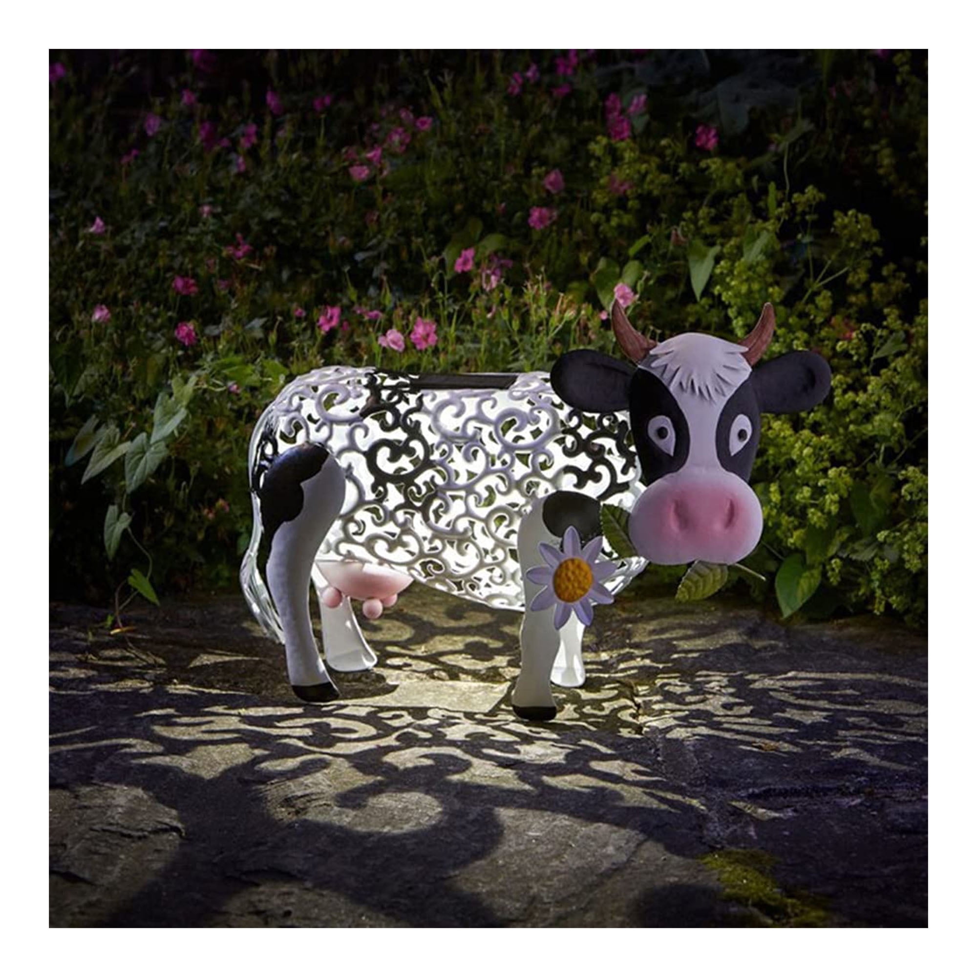 Resin Daisy Cow Solar Light, Garden Ornamental Solar Light