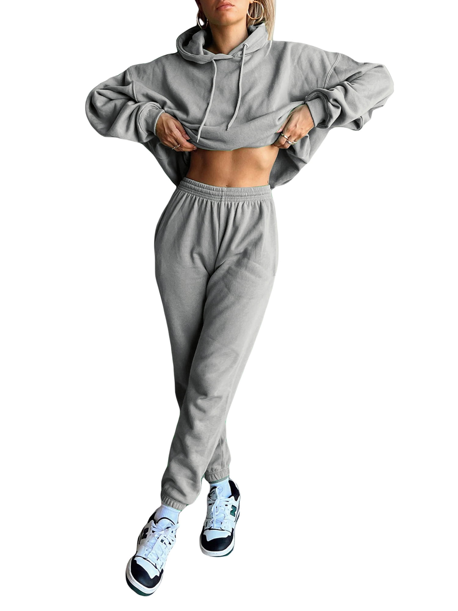 Vigorbear Sweatsuits for Women 2 Piece Tracksuit Solid Oversized Hoodie ...
