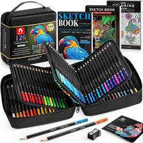 Vigorfun 136-Pack Black Colored Pencils Set with Art Supplies(Black)