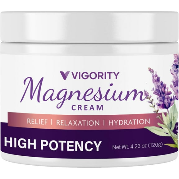 Vigority Magnesium Cream for Sleep: Magnesium Lotion for Leg Cramps - Soothing Magnesium with Lavender, Vitamin E and Shea Butter - Safe for Kids & Pregnant Individuals - 4.23 oz