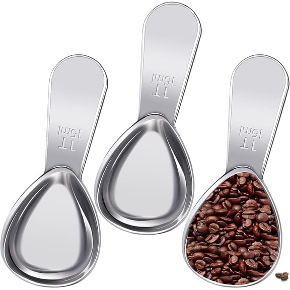 VigorousTrade 3 Pcs Coffee Scoop,1 Tbsp Stainless Steel Measuring Spoon,Tablespoon,Short Handle,Laser Engraved Mark,Drop Resistant,Spoons for Tea,Sugar,Flour or Coffe