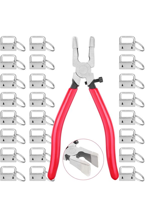 40pc Key Fob Hardware Set - 1 Inch Keychain Hardware with Pliers for Wristlet, Lanyard & Key Chain Making Supplies