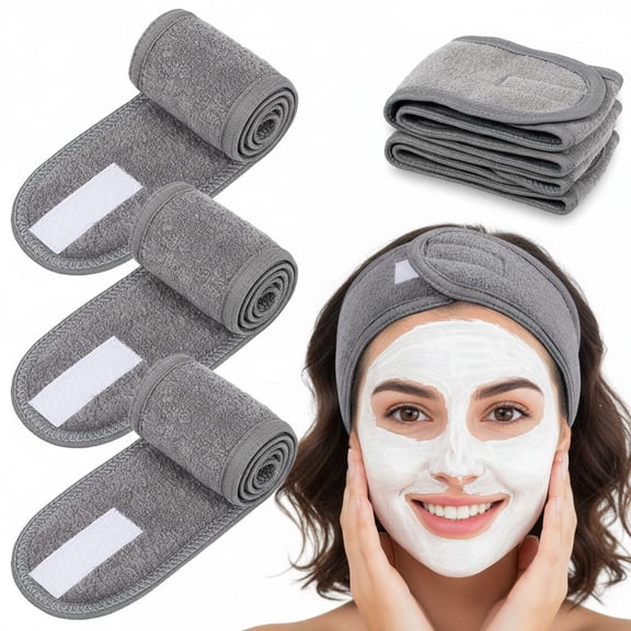 VigorousTrade Spa Facial Headband Head Wrap Terry Cloth Headband 4 Counts Stretch Towel for Bath, Makeup and Sport (White)