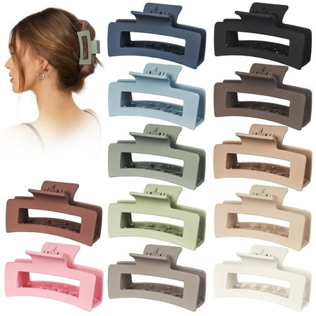 Vigorpace 12 Pack 3.5" Medium Hair Claw Clips for Women Thick Thin Hair, Strong Hold Banana Clips