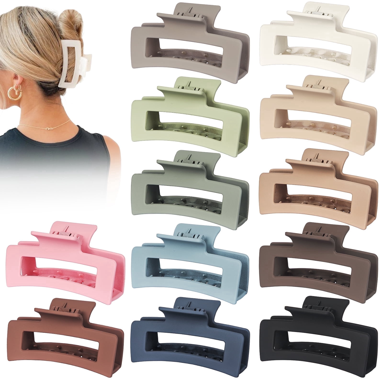 Walmart 12 Pack Large Square Hair Claw Clips, 4.1 display picture 1