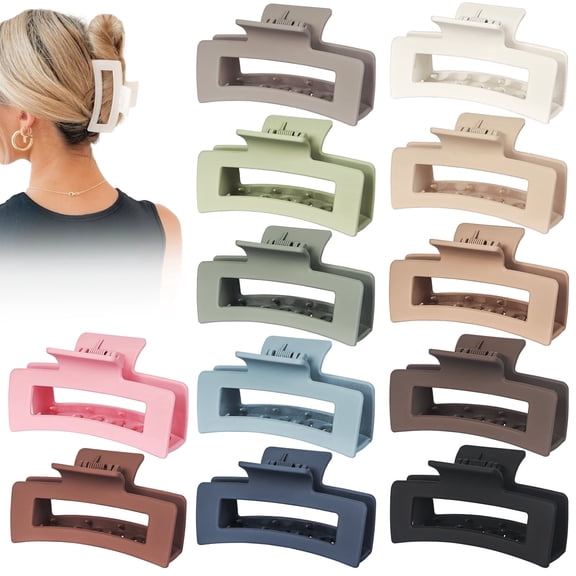 Vigorpace 12 Pack Hair Claw Clips for Women Girls, 4.1" Large Claw Clips for Thick Thin Hair, Strong Hold Big Banana Clips