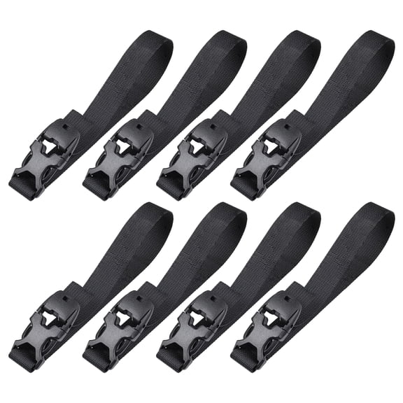 Vigorport Adjustable Nylon Buckle Straps, Quick Release Plastic Buckles for Backpacking, Outdoor, Travel, 8 Pcs, Black, 0.75"*12"