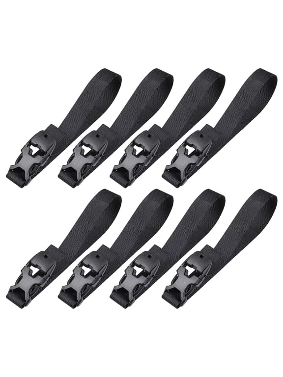 Adjustable Nylon Buckle Straps, Quick Release Plastic Buckles for Backpacking, Outdoor, Travel, 8 Pcs, Black, 0.75"*12"