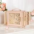 thumbnail image 1 of VigorPro 360° Rotating Jewelry Box, Jewelry Organizer with Transparent Window & Mirror for Girls Women(Peach Pink), 1 of 8