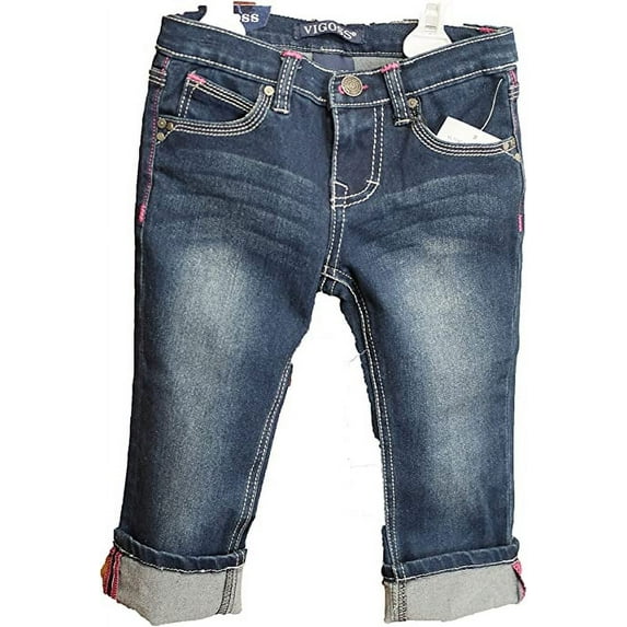Vigoss Girl's Adjustable Waistband Cuffed Crop Jean, 6