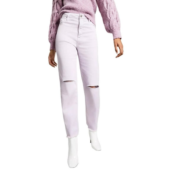 Vigoss Jeans Billie 90s Ripped Straight-Leg Jeans, Lavender, 24