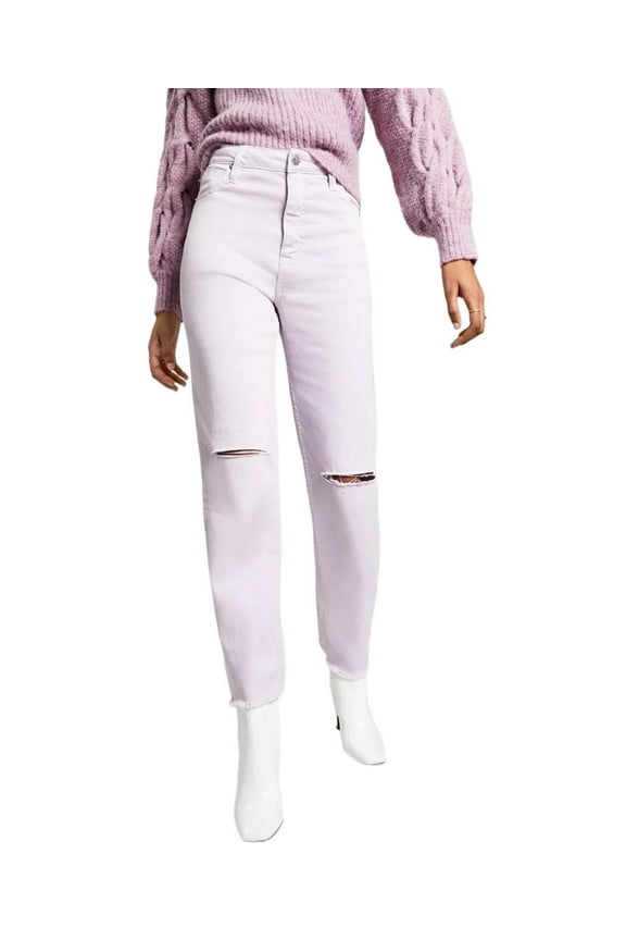 Jeans Billie 90s Ripped Straight-Leg Jeans, Lavender, 24