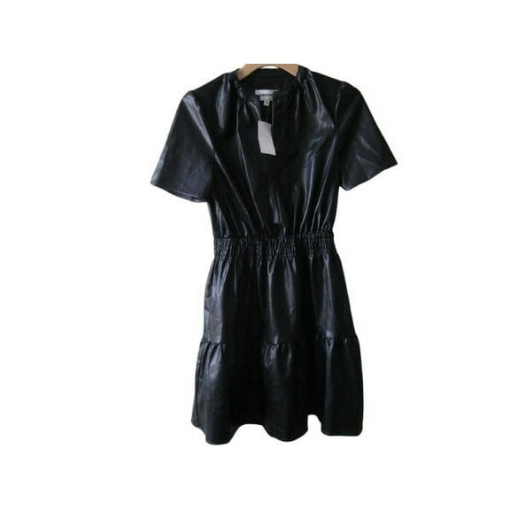 Vigoss Women's Short Sleeve Mini Stretch Party Dress, Faux Leather