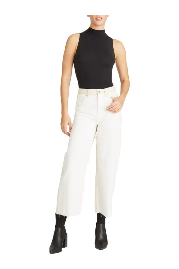 Womens Jett Two Toned Raw Hem Cropped Jeans Ivory 27