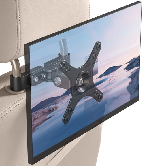 Vihugo Car Headrest Monitor Mount for 13-24 inch Screens, 360° Rotation 90° Tilt Aluminum Vehicle Stand, VESA 75x75/100x100 Anti-Slip Bracket