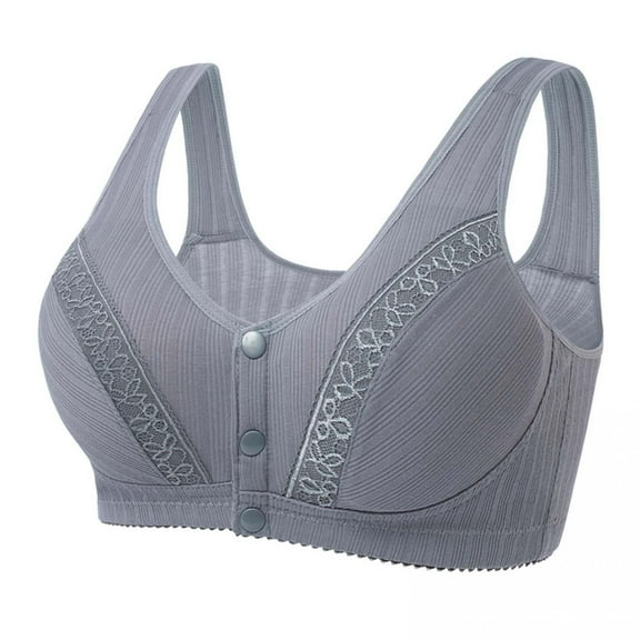 Viikei 2025 Summer Bras for Women Women's Plus Size Bra,Casual Sexy Lace Front Button Shaping Cup Shoulder Strap Underwire Bra Plus Size Extra-Elastic Wirefree