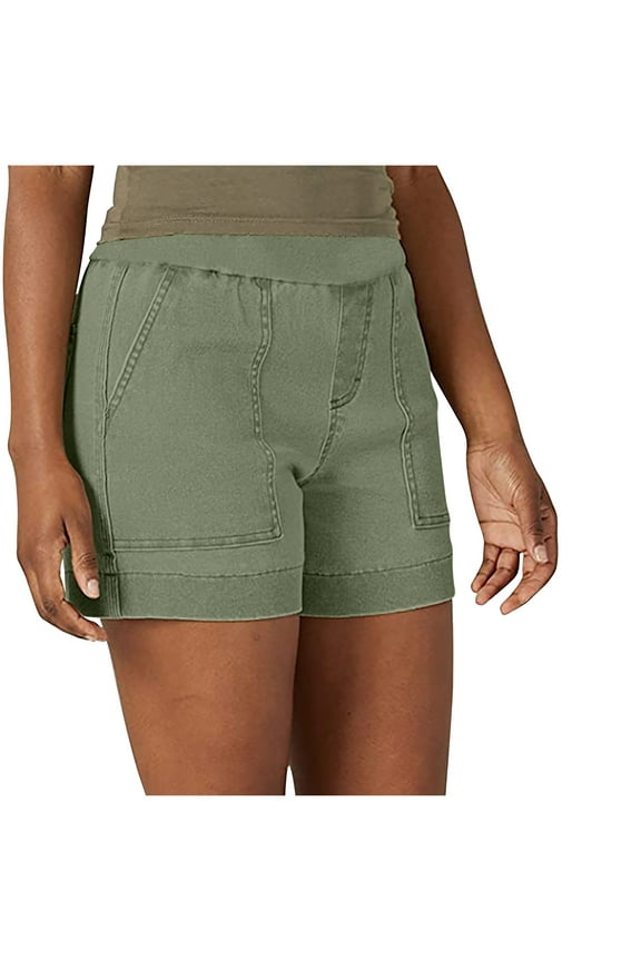 2025 Summer Shorts for Women Plus Size Clearance Womens Stretch Twill Shorts Plus Size Thin Waist Pull On Regular Fit Hiking Shorts Summer Casual with Pockets
