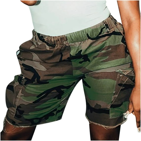 Viikei 2025 Summer Shorts for Women Plus Size Clearance Women Camouflage Printing Pocket Shorts Casual Wear Work Out Shorts Pants
