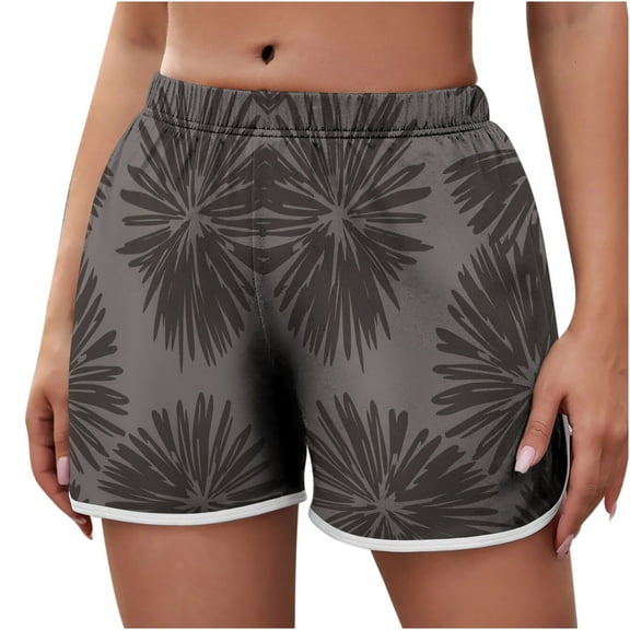 Viikei 2025 Summer Shorts for Women Plus Size Clearance Women's Lightweight Shorts Casual Print Short Pants Elastic Waist Drawstring Comfy Shorts
