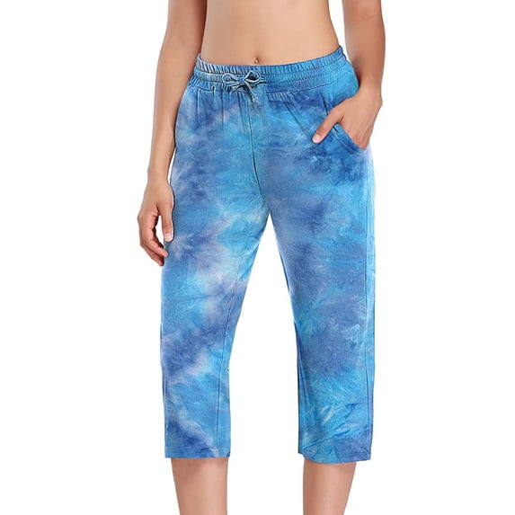 Viikei 2025 Summer Womens Pants Womens Stretch Yoga Leggings Fitness Running Gym Print Length Active Pants