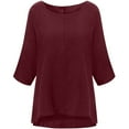 thumbnail image 1 of Tops for Women Trendy Viikei 2025 Summer Womens Tops 3/4 Sleeve WomenSolid Three Quarter Sleeve Cotton Tops Blouse T-Shirt, 1 of 3