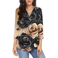 thumbnail image 1 of Viikei 3/4 Sleeve V Neck Shirts for Women,Fashion Women V-Neck Three Quarter 3/4Sleeve T-Shirt Printed Blouse Black M, 1 of 6