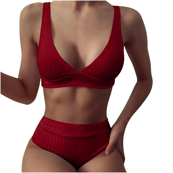 Viikei Bikinis for Women Two Piece Bikini Swimwear Filled Soild Beachwear Swimsuit