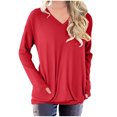 thumbnail image 1 of Viikei Blouses for Women 2025 Plus Size Tops Clearance,Oversized Tshirts for Women Solid Workout Sweatshirts Basic Long Sleeve Shirt Classic V-Neck Tops Red XXXL, 1 of 5