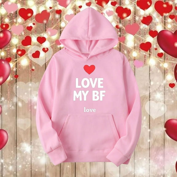 Viikei Blouses for Women 2025 Womens Plus Size $5,Valentine's Day Women's Fashion Printed Hoodie Pink L