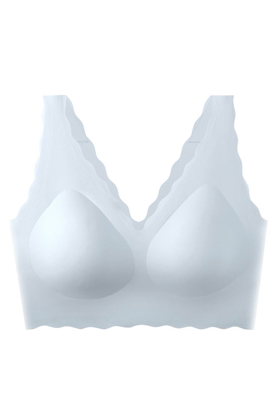 Breathable Women's Sports Bra for Team Sports,Woman Color Thin and Steel Hoop Gathered Breathable Underwear for Daily Bras Light Blue Plus Size