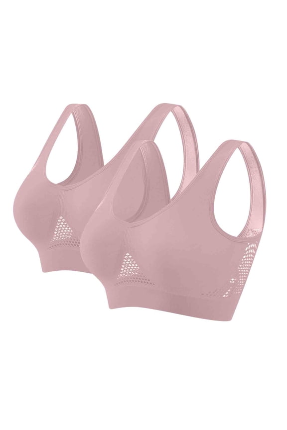 Breathable Women's Sports Bra for All-Day Comfort,Women Seamless Sports Bra Wirefree Yoga Bra with Removable Pads Pink XXXXXL