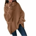 thumbnail image 1 of Viikei Cardigan Sweaters for Women Clearance under $10.00 Womens Sweaters Women's Solid Color Turtleneck Knit Pile Collar Plus Size Loose Turtleneck Sweater, 1 of 5