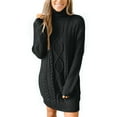 thumbnail image 1 of Viikei Cardigan Sweaters for Women Oversized Sweaters for Women Ladies Solid Color Strip Turtleneck Long Sleeve Sweater Dress, 1 of 6