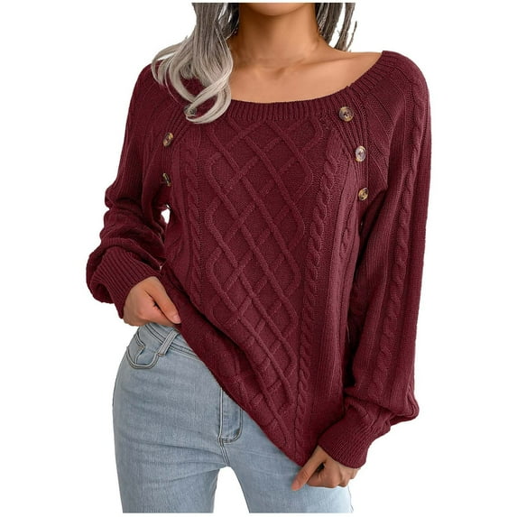 Viikei Cardigan Sweaters for Women Plus Size Fashion Women Casual Solid Long Sleeve Loose Round Neck Sweater Pullver Button Blouse
